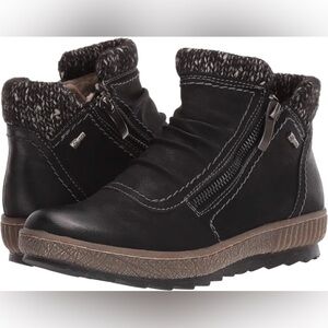 Spring step size 40 insulated black booties. Zippers on both sides. Knit collar